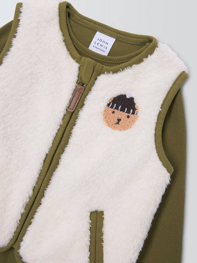 Комбинезон Baby Bear Borg с жилетом и длинными рукавами John Lewis, Multi — фото 3