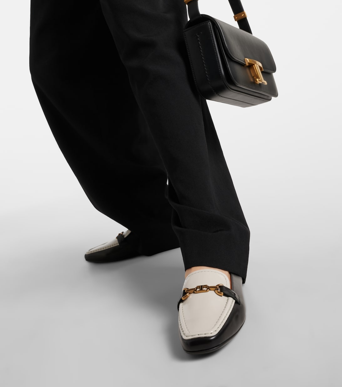 Кожаные мокасины Tod's, Nero+Bianco Calce — фото 4