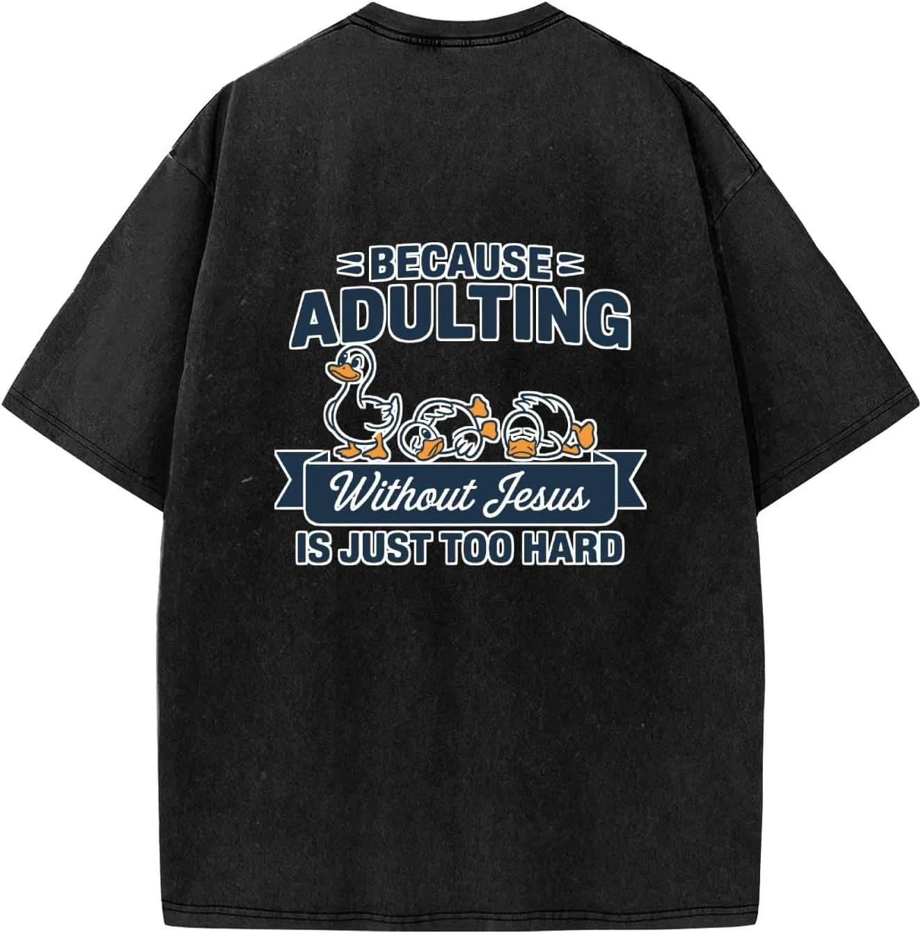 Футболка женская с принтом Goose Because Adulting Without Jesus is Just Too Hard Generic, черный
