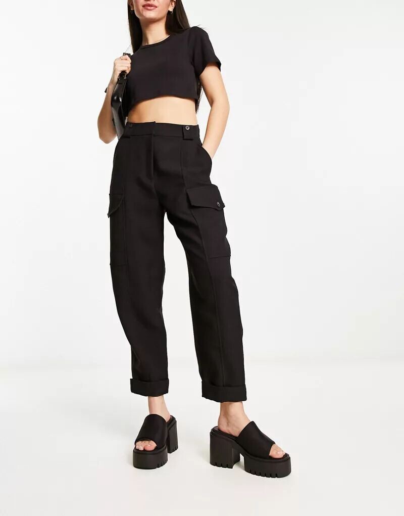 

Черные брюки в стиле милитари River Island