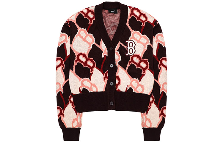 

Старая цветочная кашемировая кофта женская бордовая MLB