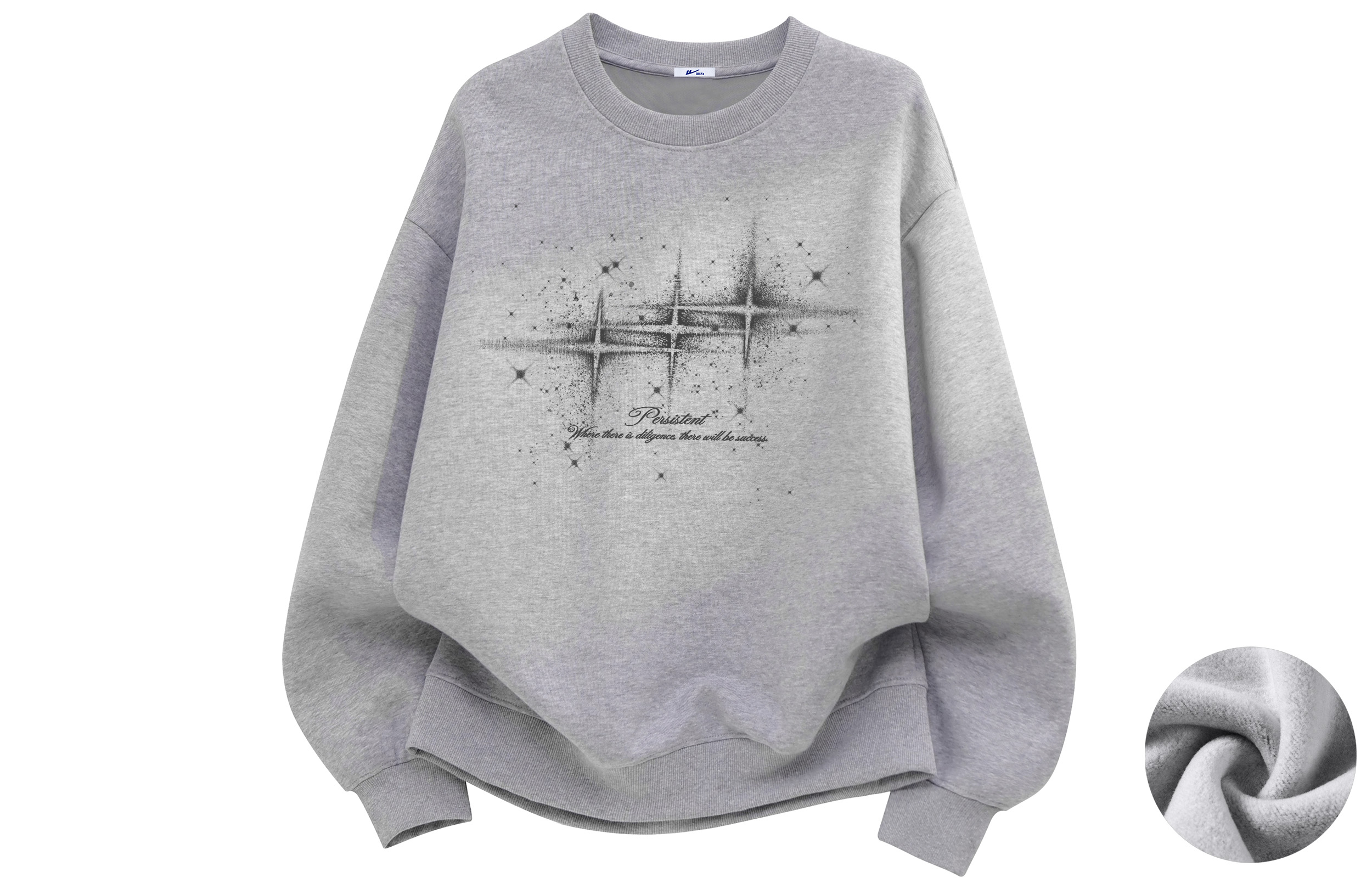 

Свитшот Unisex Crew Neck Moderate Heavyweight WARRIOR, светло-серый fleece-lined