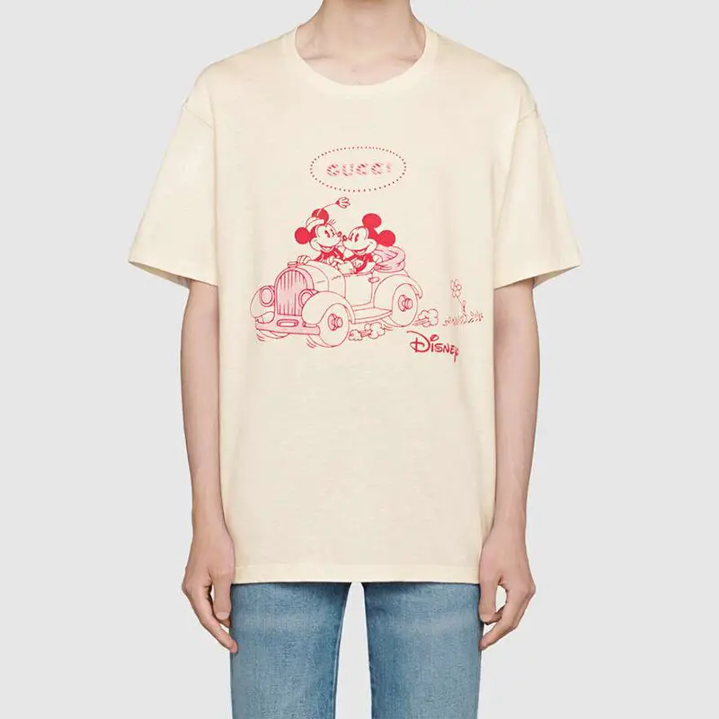 Футболка мужская Disney x Gucci с принтом Микки Мауса, бежевый — фото 2