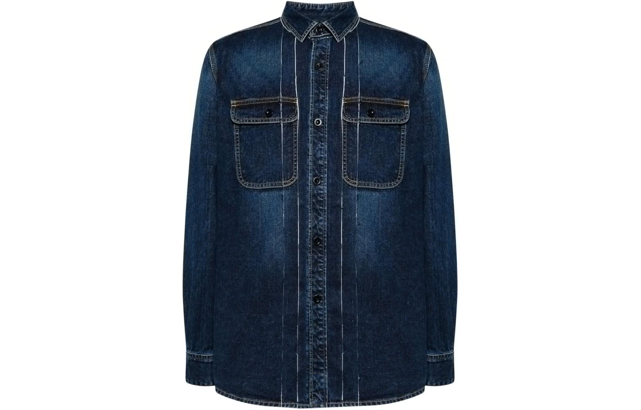 

Куртка-рубашка из хлопкового денима Sacai, синий