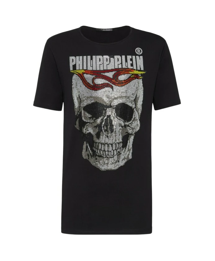 

Футболка с круглым вырезом и принтом «Хрустальный череп» Philipp Plein, черный