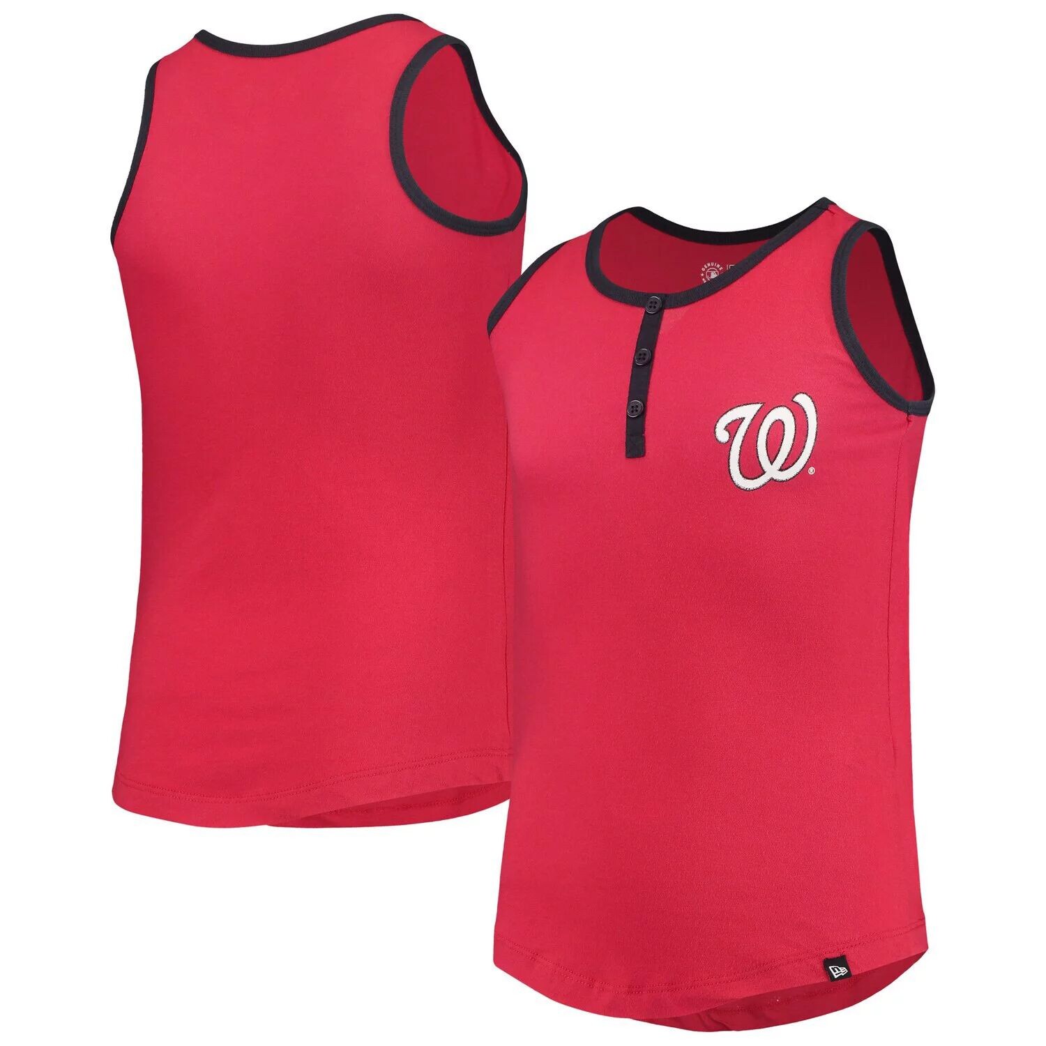 Красная майка Henley для девочек и молодежи New Era Washington Nationals New Era — фото 4
