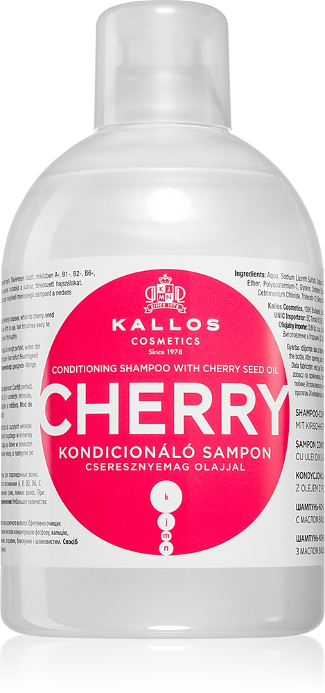 

Kjmn профессиональный вишневый увлажняющий шампунь для сухих и поврежденных волос Kallos, 1000 мл