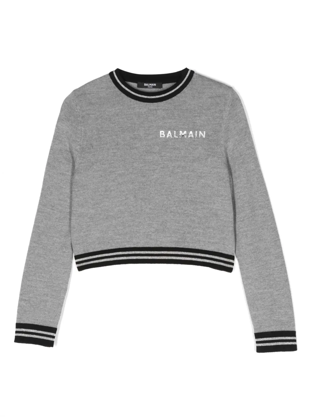 

Шерстяная толстовка с логотипом Balmain Kids, серый