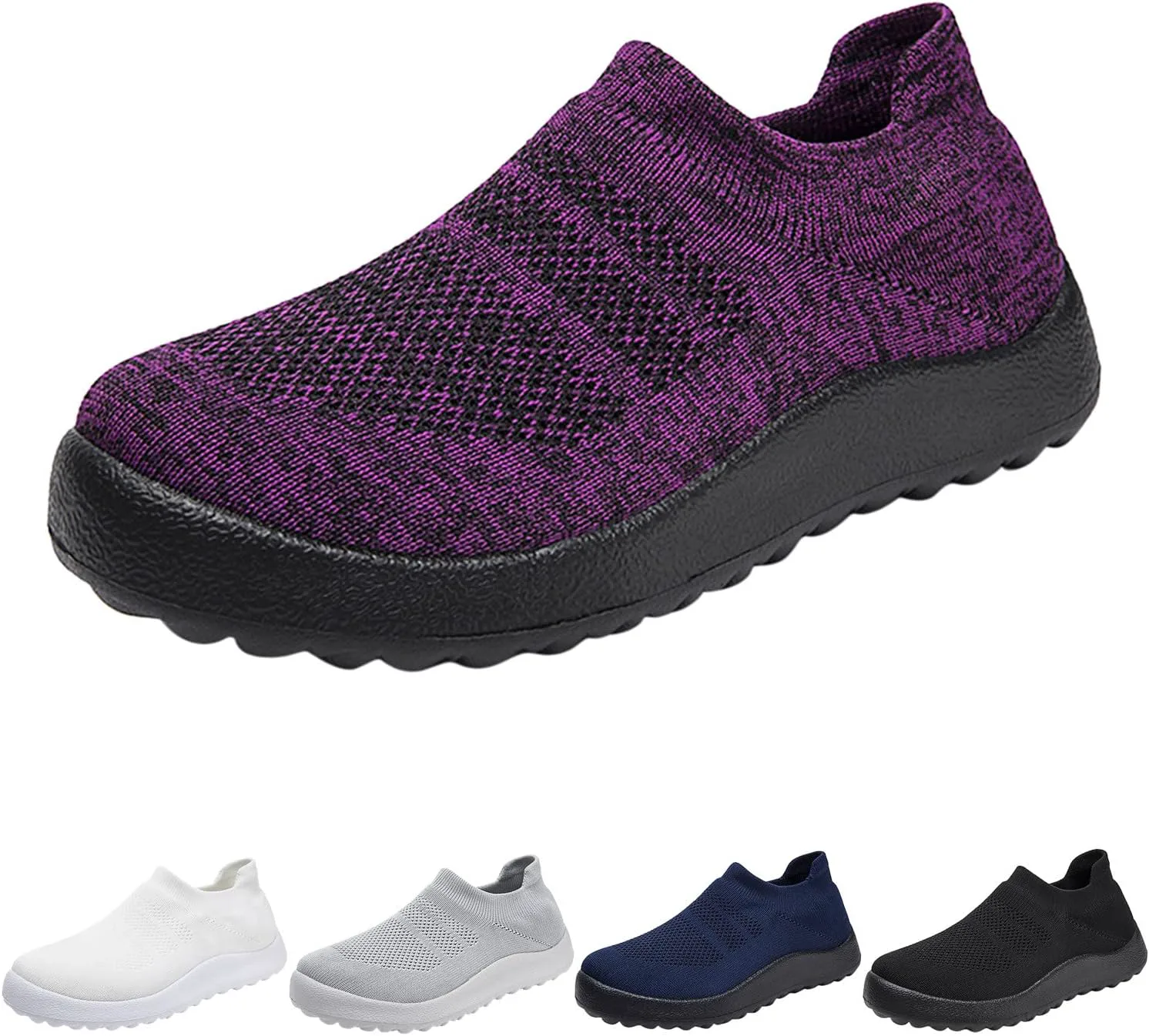 

Мужские кроссовки для тренировок и бега IWIHMIV, противоскользящие, легкие, дышащие, с плоской подошвой, легкие, без шнурков для ходьбы, черный