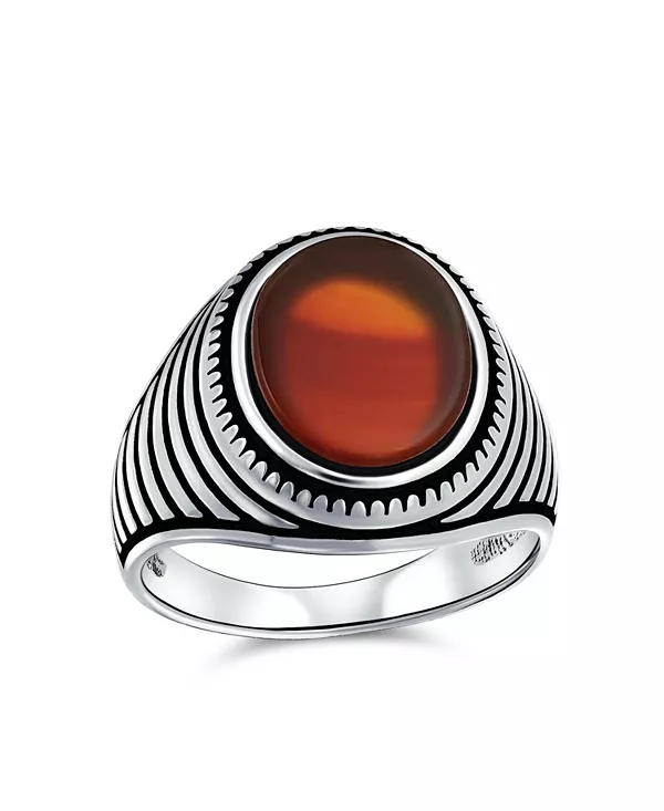 

Кольцо из стерлингового серебра с рифленым ретро-кольцом и квадратной печаткой из черного оникса Bling Jewelry, red