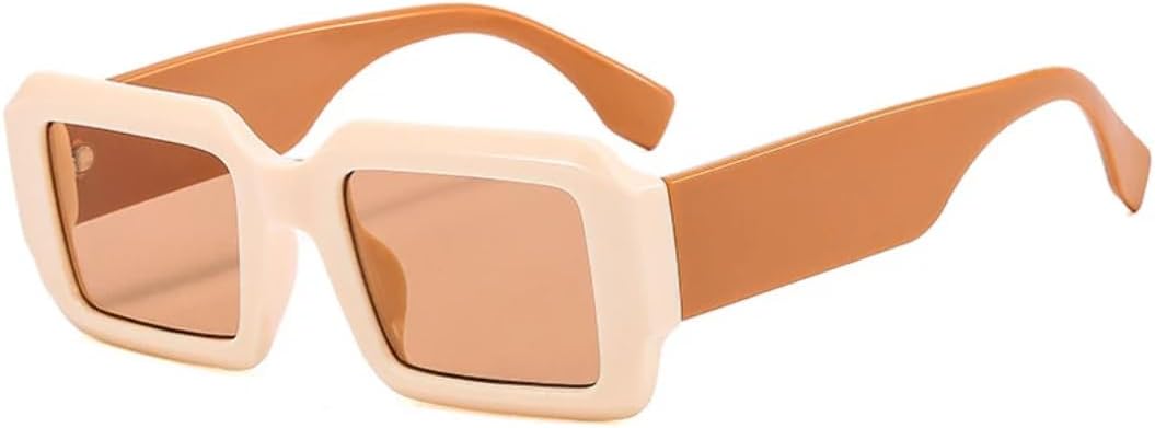 

Солнцезащитные очки для мужчин и женщин - защита UV400 - компактная оправа, градиентные линзы в стиле панк, для занятий спортом на открытом воздухе и вождения DSVIGF, Beige Champagne