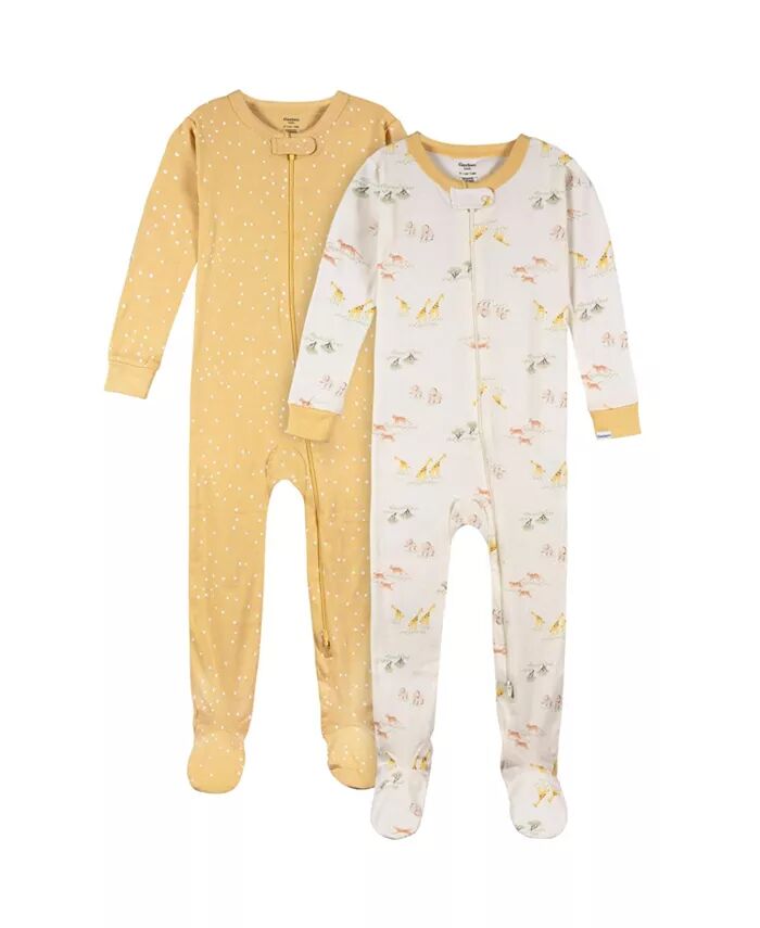 

Пижама Snug Fit Footed для малышей, 2 шт., Safari Gerber, коричневый/бежевый