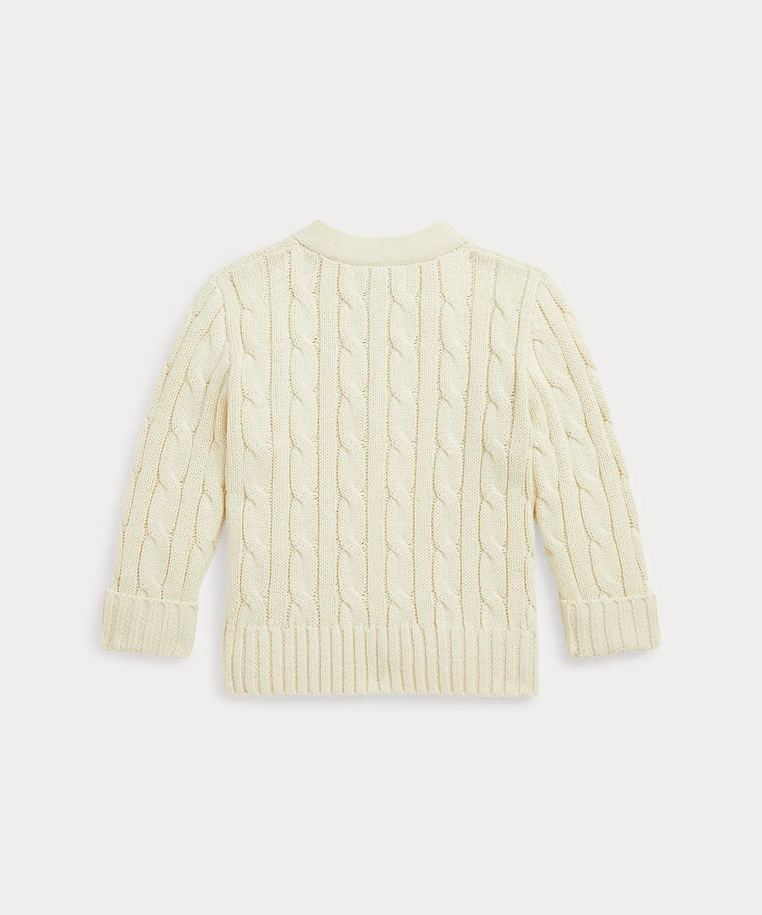 Детский кардиган из хлопка с V-образным вырезом и косами. Polo Ralph Lauren, 101 Natural — фото 2