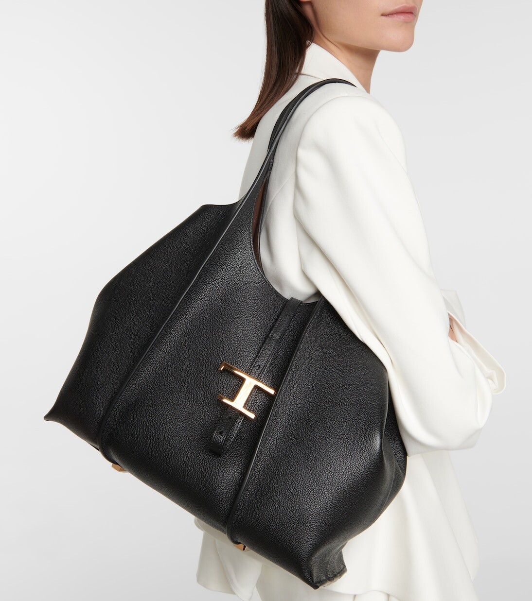 Классическая кожаная сумка-тоут среднего размера Tod'S, черный — фото 2