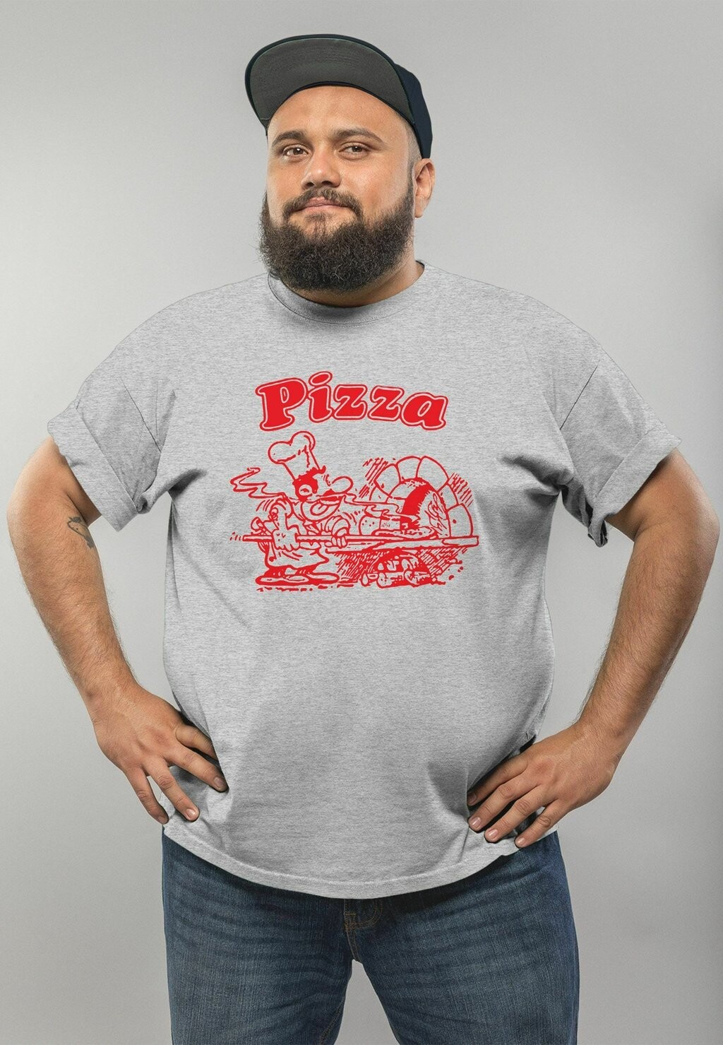 

Футболка с принтом PIZZA SCHACHTEL MOTIV ITALIANO ITALIEN FUN Moonworks, цвет grau meliert rot