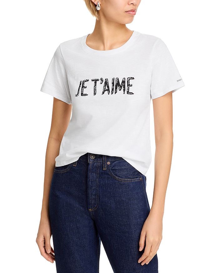 

Футболка с надписью "Je T'aime" и стразами Cinq à Sept, белый