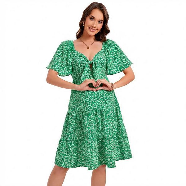 

Женское платье для беременных с коротким рукавом и бантом Seoria, Green