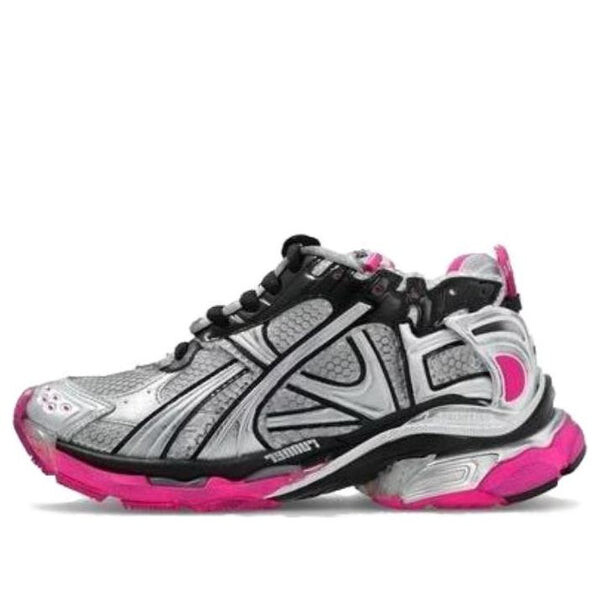 Кроссовки runner 'silver black pink' Balenciaga, серебряный