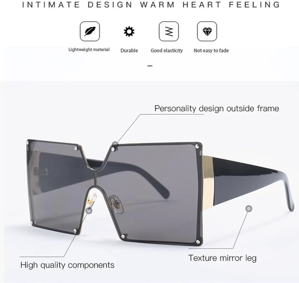 

Большие солнцезащитные очки для женщин, без оправы, цельные, с градиентным переходом цвета, роскошные, ретро, ​​UV400, винтажные, мужские TVTBBVV, Gray Blue