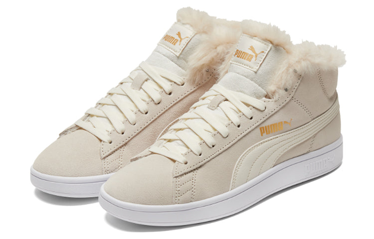 Кеды (WMNS) PUMA Smash V2 Mid-Top Sneakers Beige/White, кремовый — фото 2