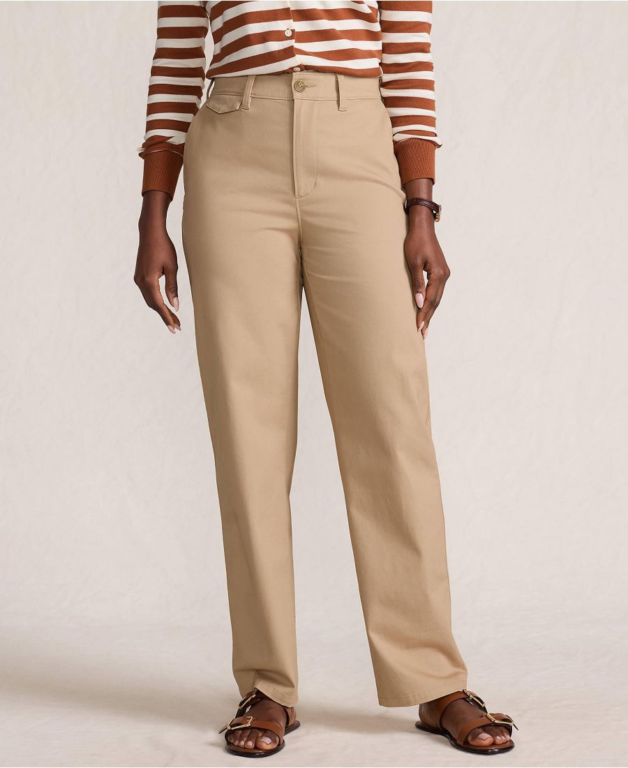 

Женские брюки-чиносы с высокой посадкой и прямым кроем Lands' End, Desert tan