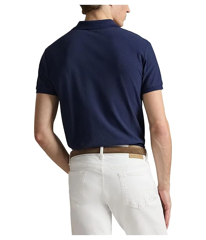 Поло Polo Ralph Lauren Custom Slim Fit Honeycomb-Mesh, Cruise Navy — фото 3