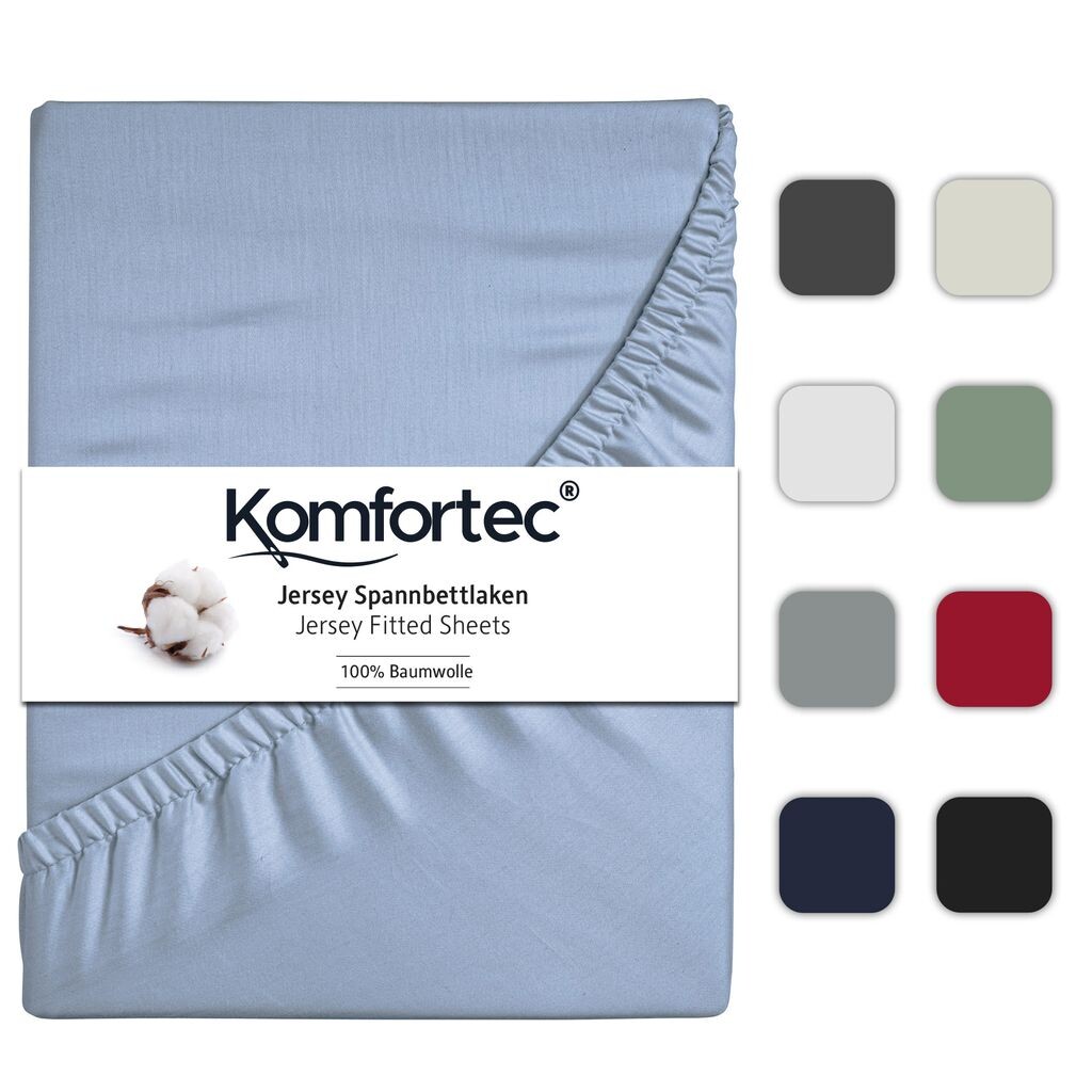 

Простыня трикотажная Komfortec 180х200 см, 100% хлопок, светло-голубого цвета