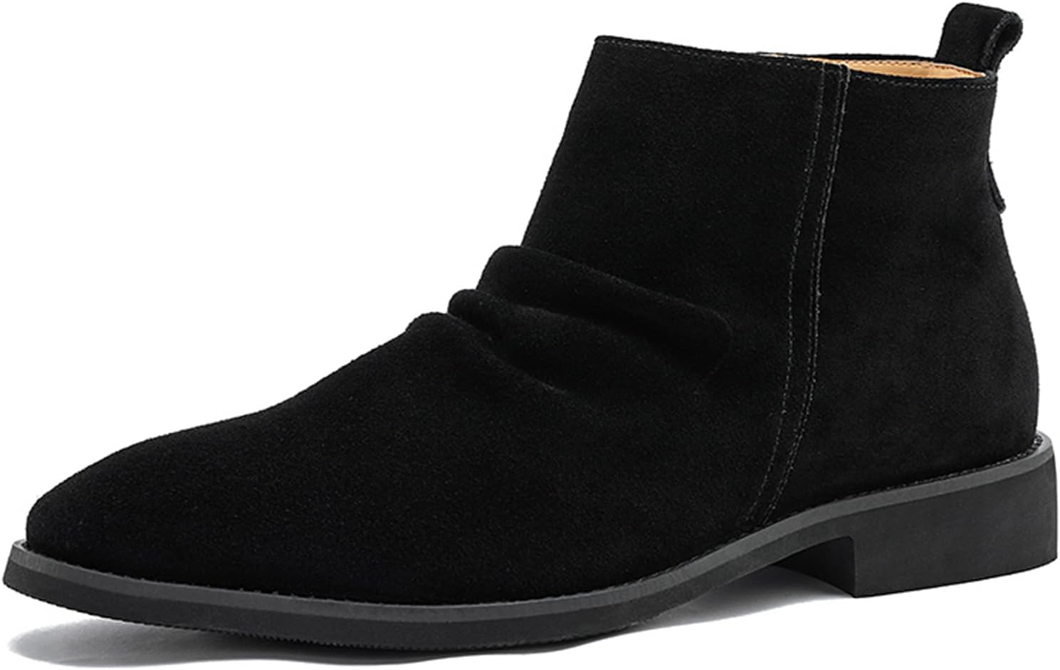 

Мужские черно-серые замшевые кожаные ботинки челси на молнии с боковой застежкой, невысоким каблуком и заостренным носком, с современным обтекаемым верхом, дышащие и удобные, для повседневных поездок, прогулок на выходных и офисного образа Psiei...