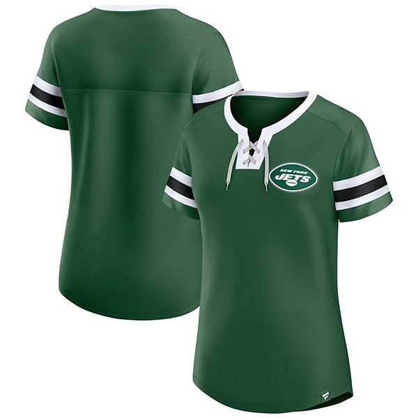 

Женская зеленая футболка New York Jets с кружевной шнуровкой и блестками Fanatics, Зеленый, Женская зеленая футболка New York Jets с кружевной шнуровкой и блестками Fanatics