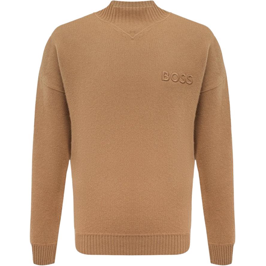 

Hugo Boss Мужской свитер цвета хаки с круглым вырезом, средней жесткости
