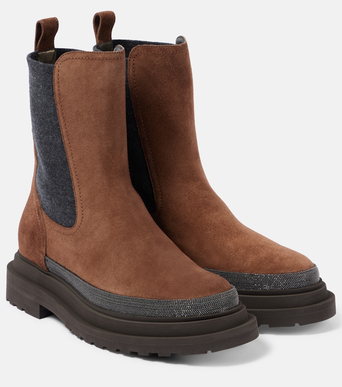 Ботинки челси из замши Monili Brunello Cucinelli, Gianduia