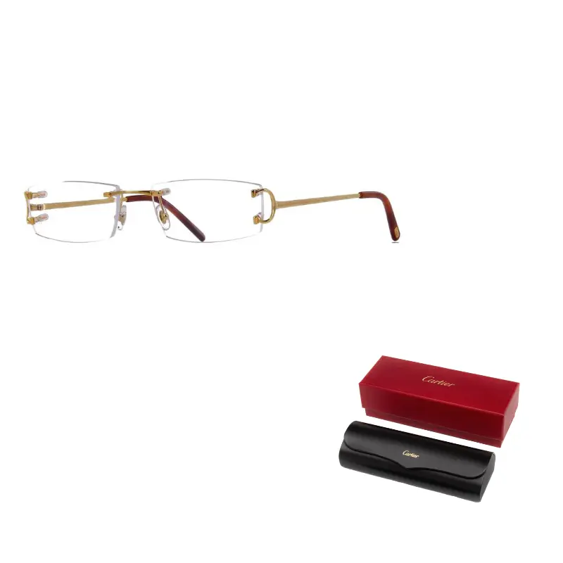 

Cartier Прямоугольные безободковые очки, Gold