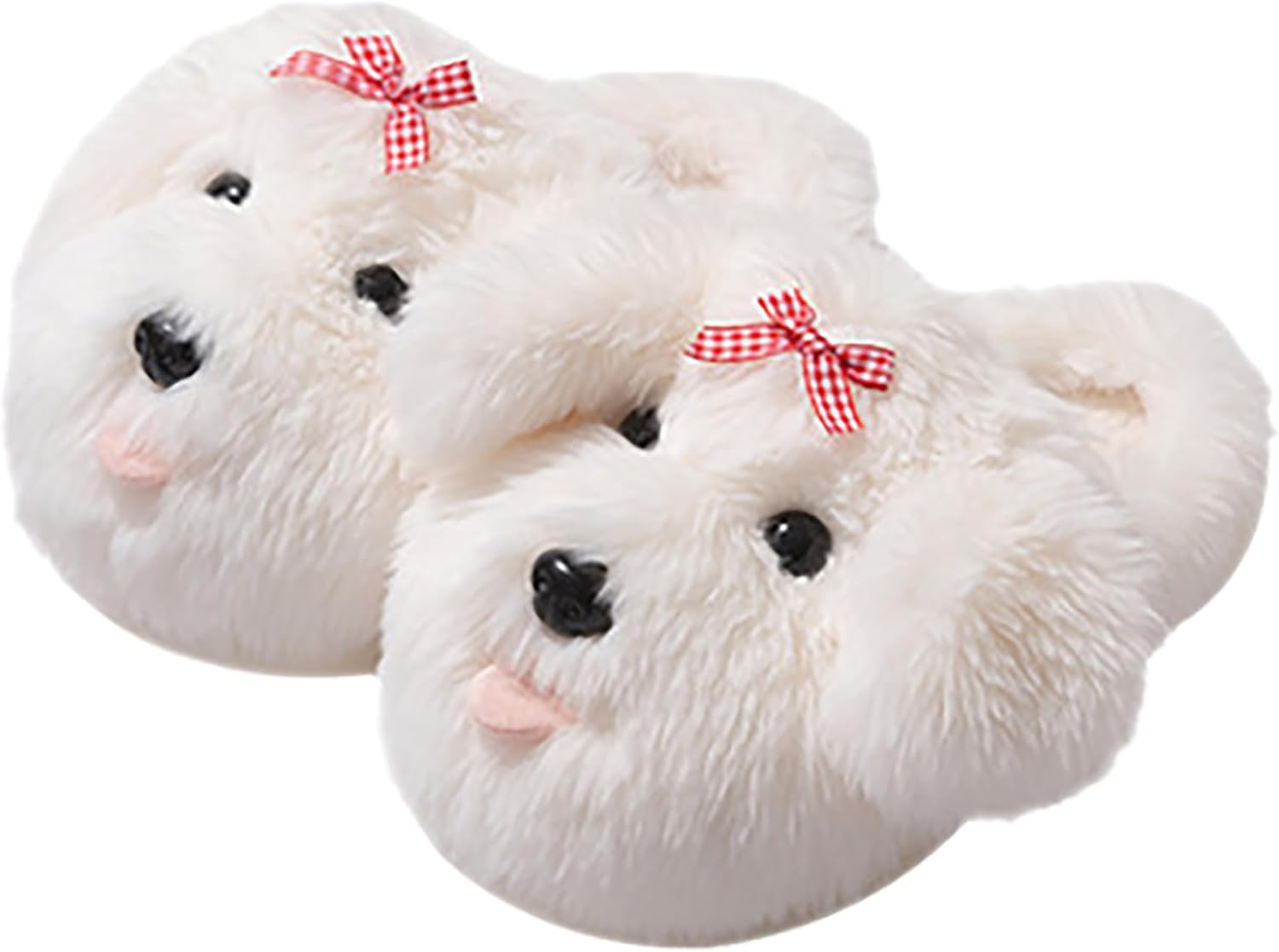 

Мягкие тапочки с изображением щенка для женщин и мужчин, с теплой флисовой подкладкой, зимние милые тапочки в виде собак, домашняя обувь для пар Yafirgeer, белый