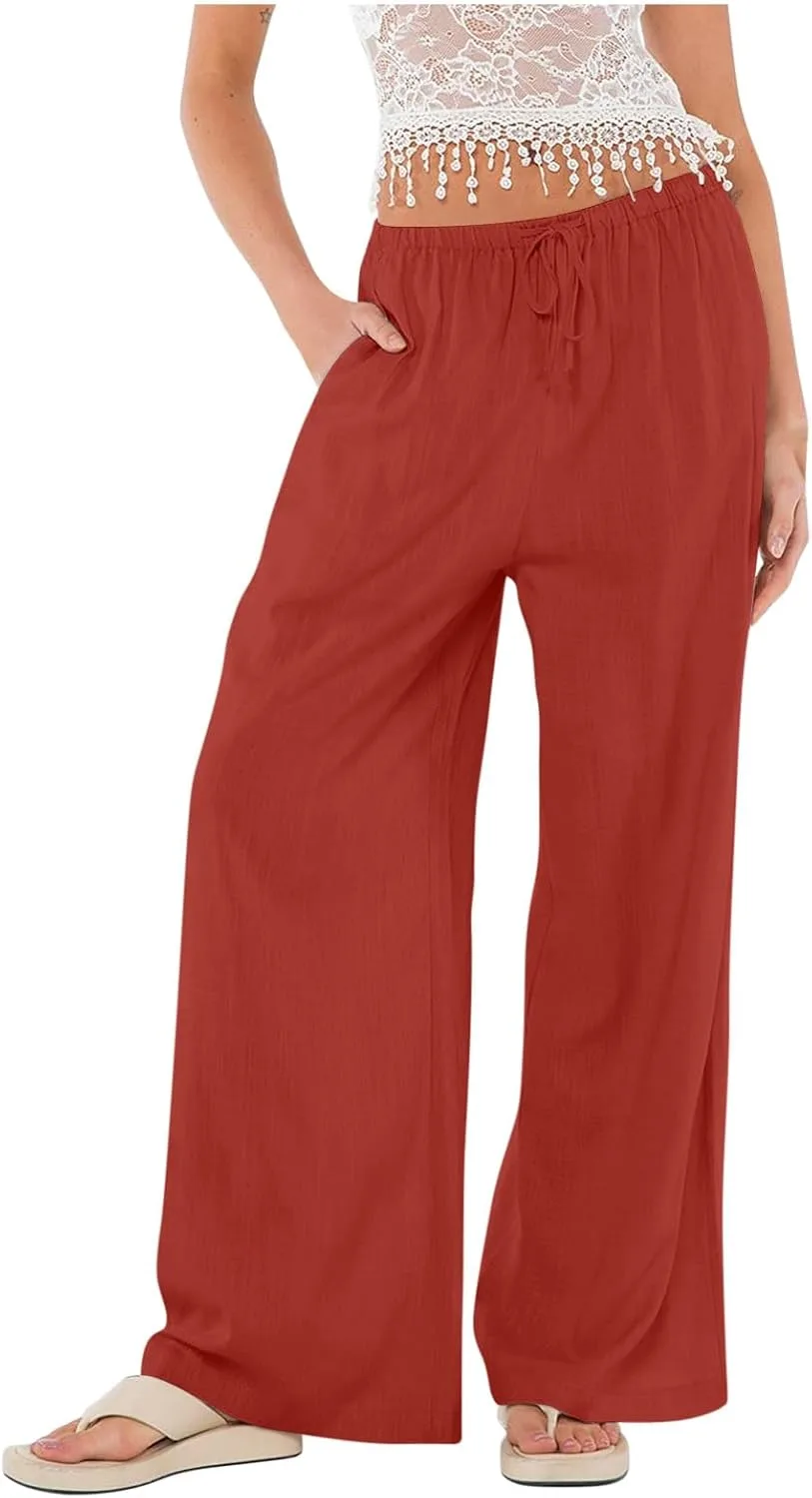 

JOAU Женские летние палаццо с высокой талией на шнурке