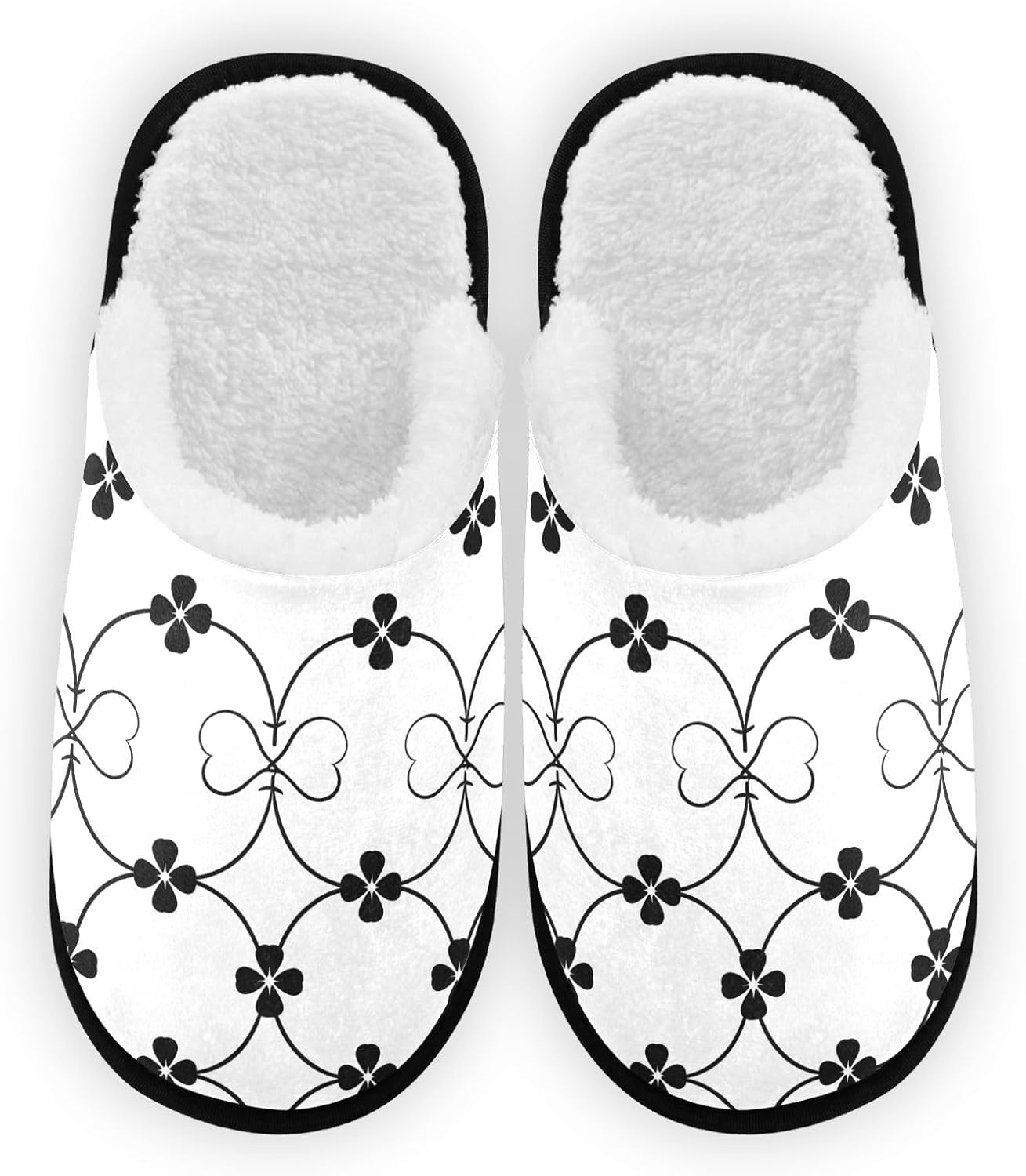 

Мягкие тапочки FENOCHE с черным проводом и четырехлистным клевером для женщин и мужчин, теплые и комфортные, для путешествий и спа, нескользящие домашние тапочки