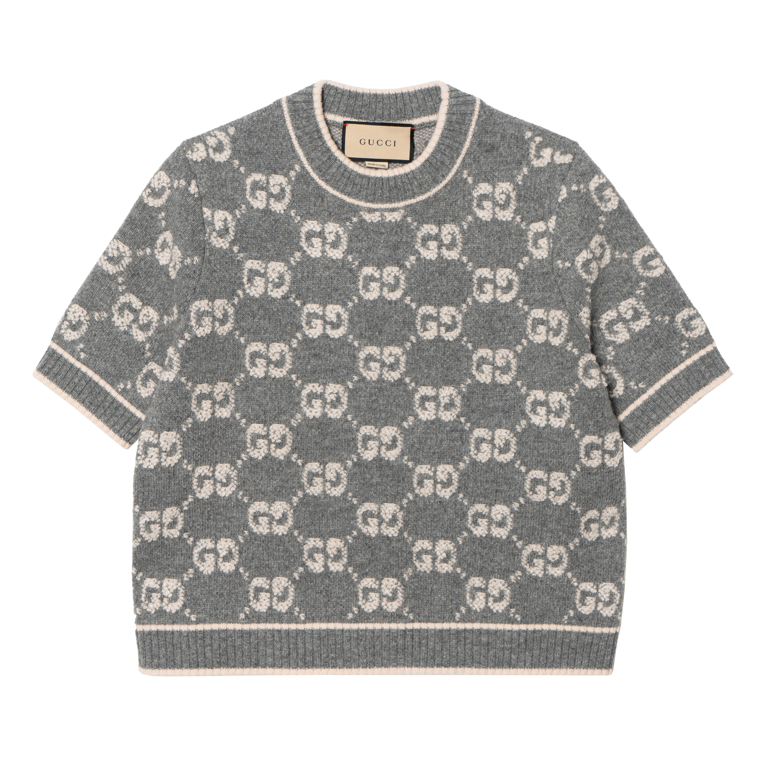 GG шерстяной жаккардовый топ с эффектом букле GUCCI, черный — фото 3
