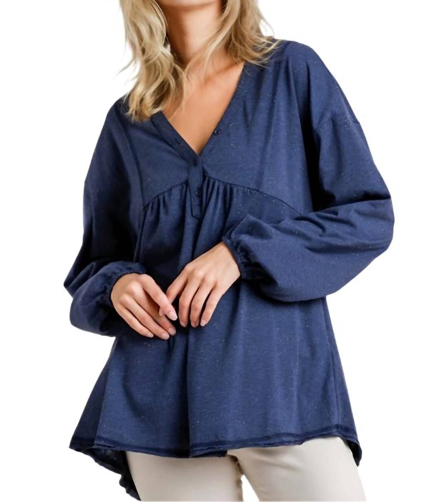 

Топ бэбидолл с рукавами-фонариками синего цвета Umgee, синий