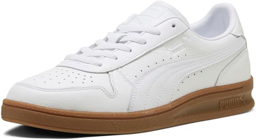 Мужские кроссовки PUMA для помещений из кожи с шнуровкой, повседневные - белые — фото 2