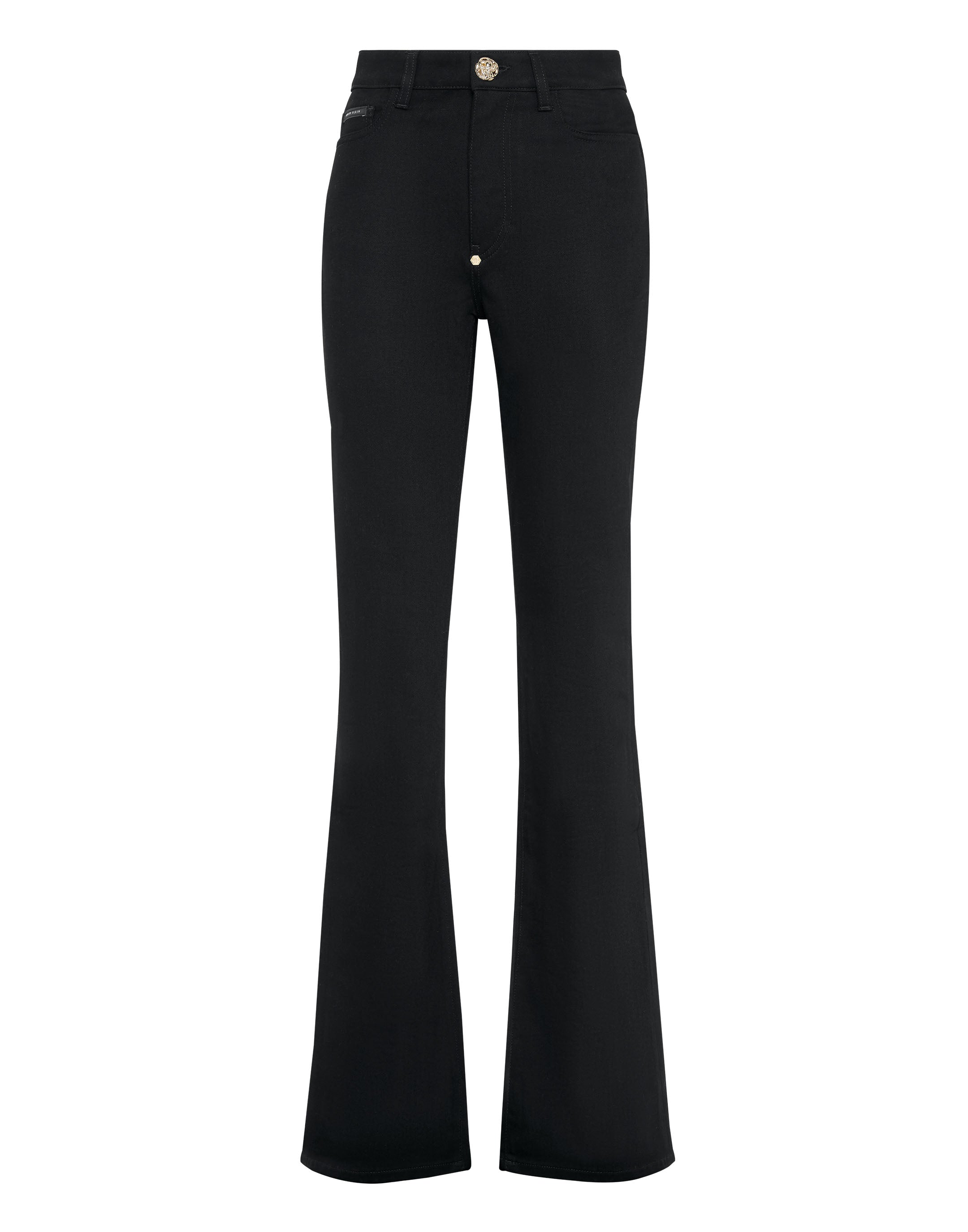 

Джинсовые брюки с высокой посадкой клеш PHILIPP PLEIN, цвет noir plein