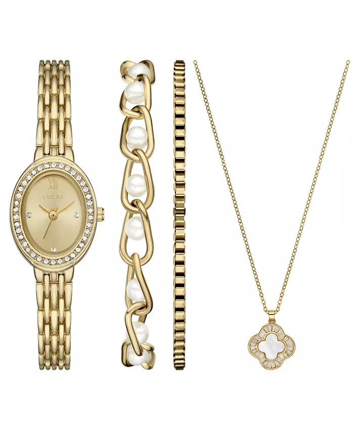 

Женские часы Quartz с тремя стрелками и золотым сплавом, 23 мм Folio