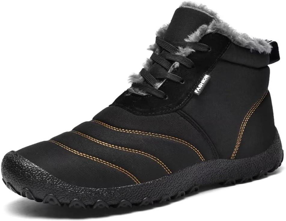 

Мужские зимние ботинки Stunner для снега, утепленные, водонепроницаемые, с противоскользящей подошвой, меховая подкладка, повседневные легкие ботинки для прогулок, черный