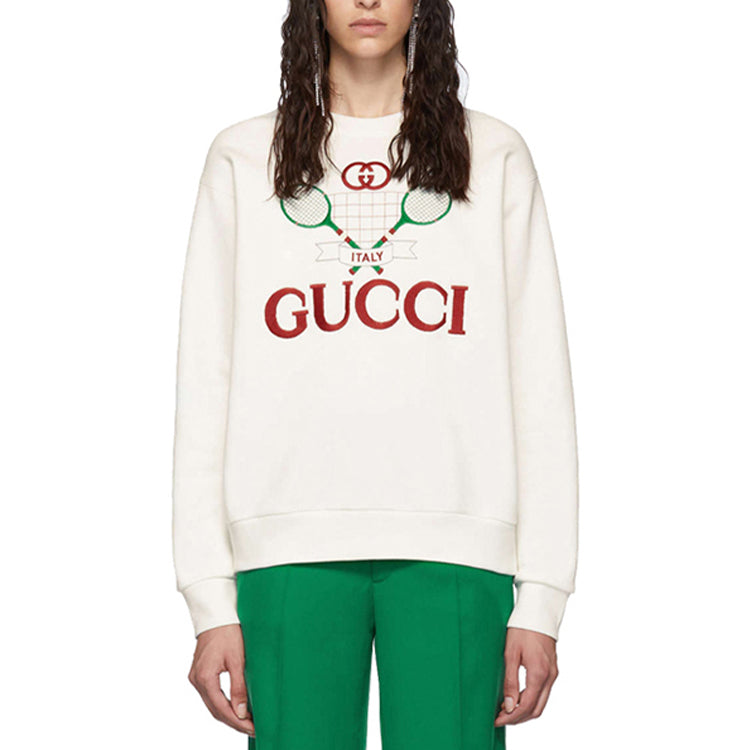 Толстовка (WMNS) Gucci Cotton Tennis Racket Print Sweatshirt For Ivory 469250-XJBIY-9381 — фото 4