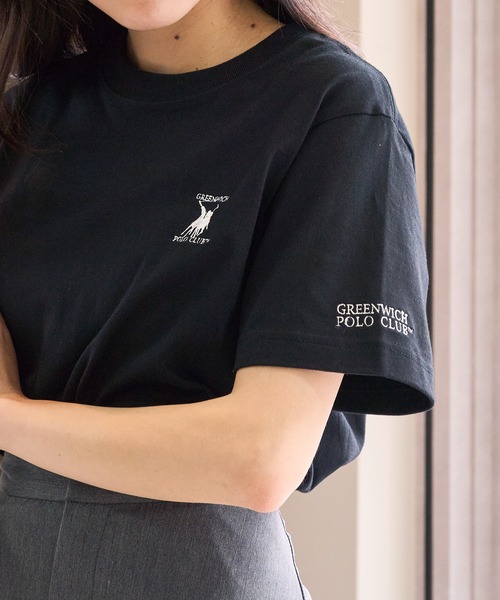 

Футболка с коротким рукавом, круглым вырезом и вышивкой GREENWICH POLO CLUB, черный