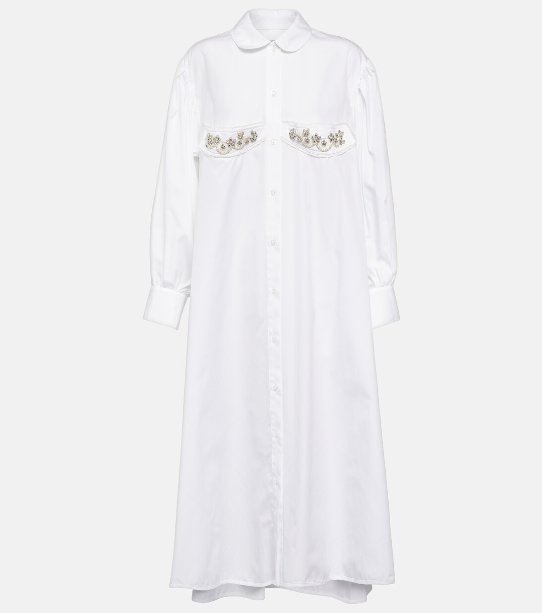 

Хлопковое платье макси с кристаллами SIMONE ROCHA, синий