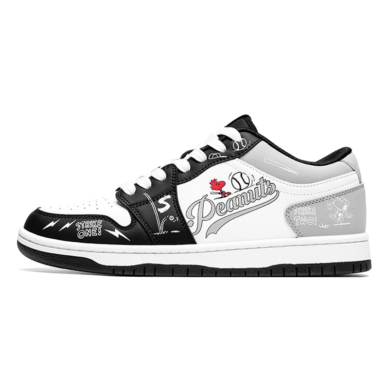 

SNOOPY Мужские кроссовки для скейтбординга S.Dunk Classic Vintage Black White Coverage с износостойким покрытием, легкие и низкие