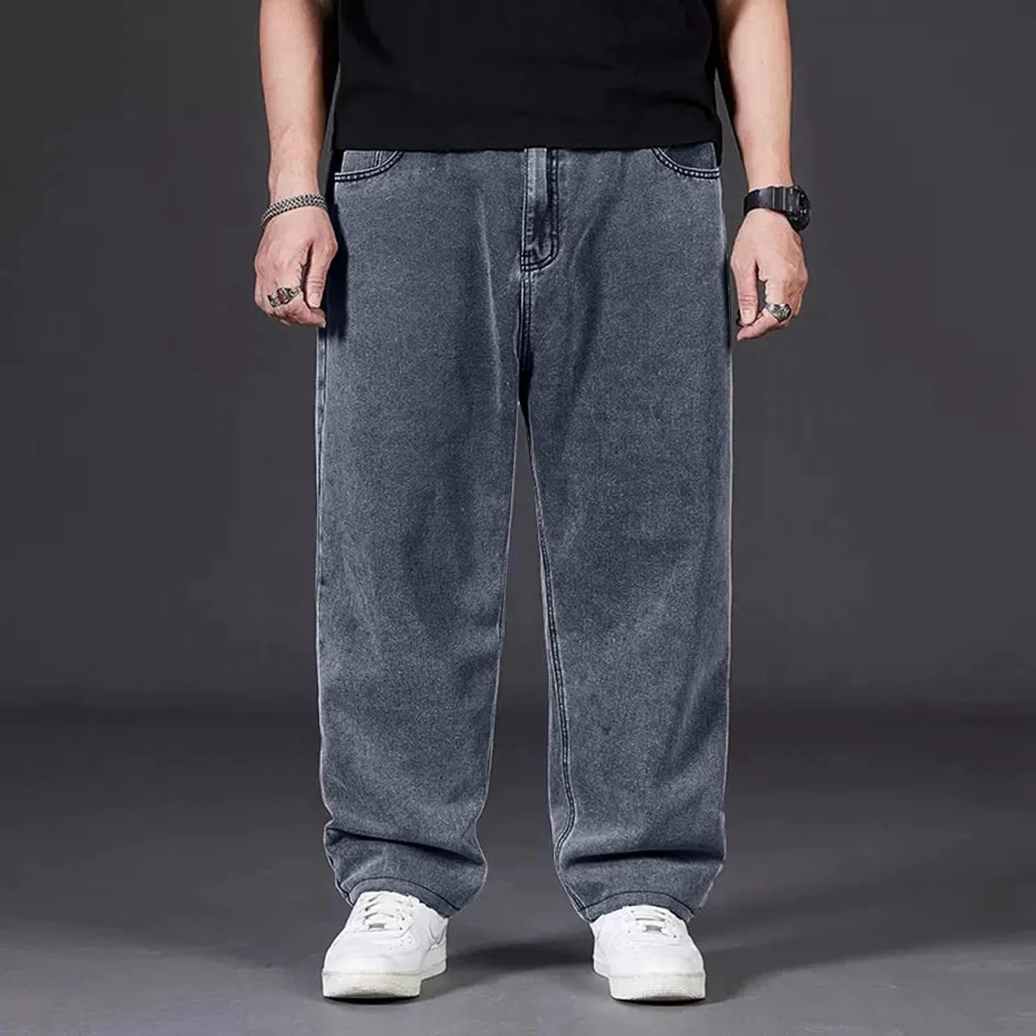 Джинсы свободные Y2K Hip Hop, Grey — фото 2