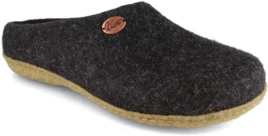 Войлочные тапочки WoolFit "Classic" с натуральной резиновой подошвой - мужские и женские войлочные тапочки с мягкими войлочными вставками, размеры 35-48, Graphitegray