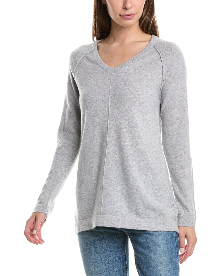 

Forte Cashmere Easy Кашемировый свитер с V-образным вырезом и реглан, синий