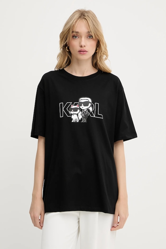 

Хлопковая футболка IKON Karl Lagerfeld, черный