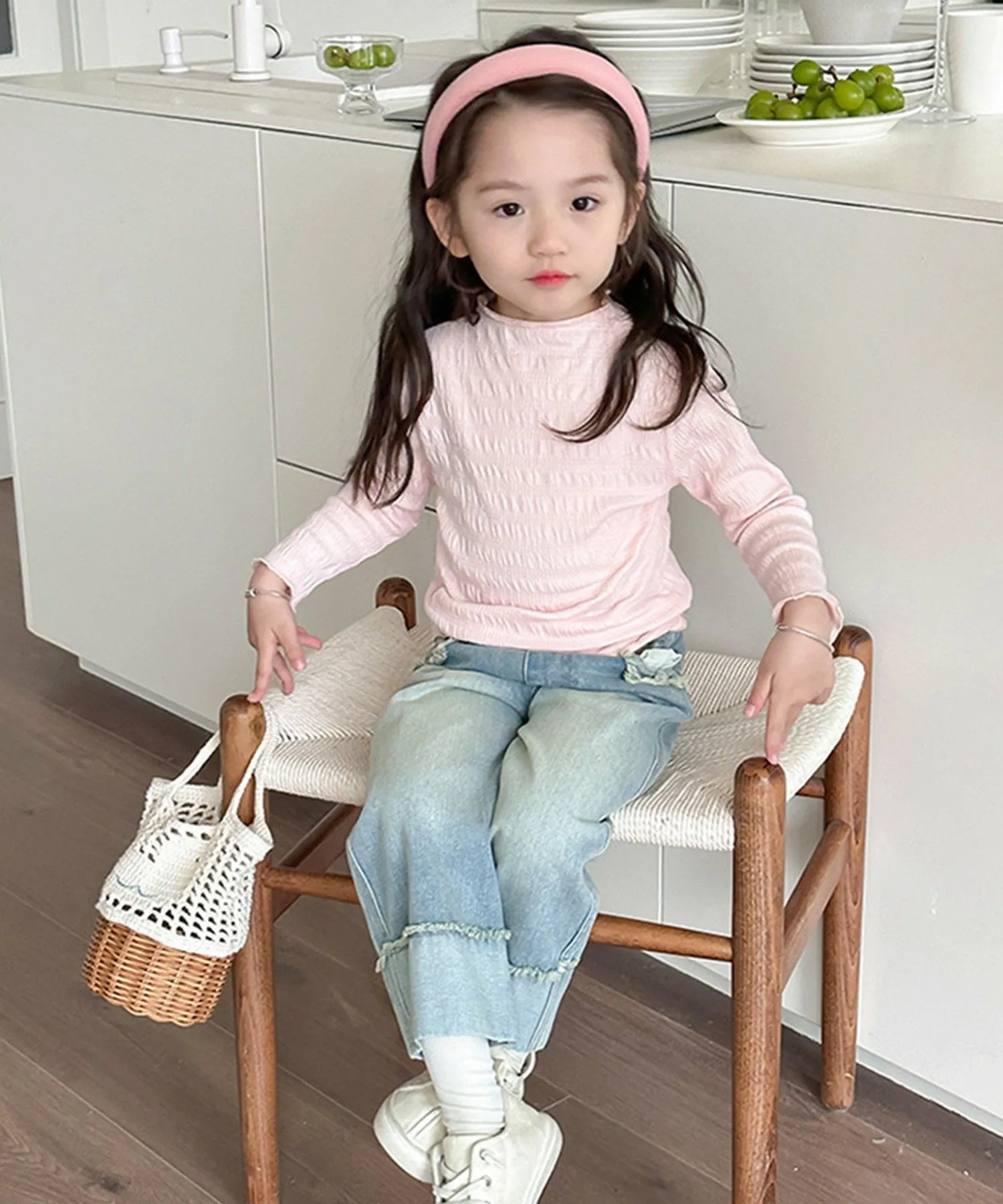 Мятая блузка с длинными рукавами Aimoha Kids, pink — фото 3